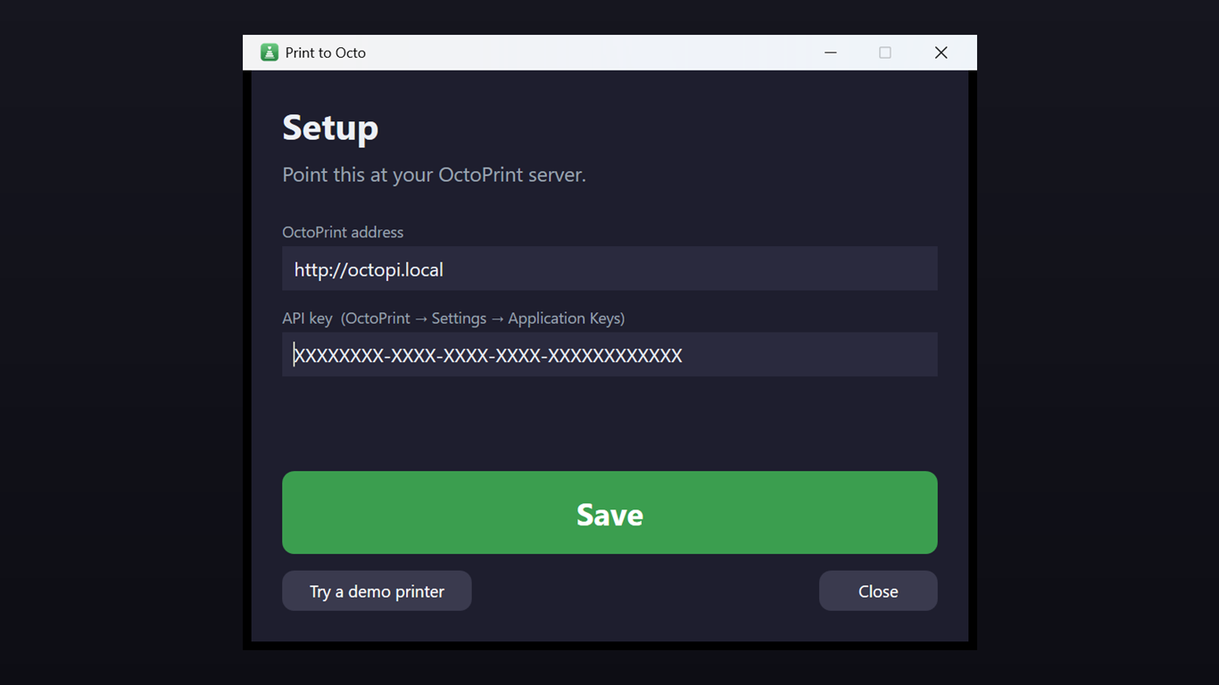 Print to Octo — server setup